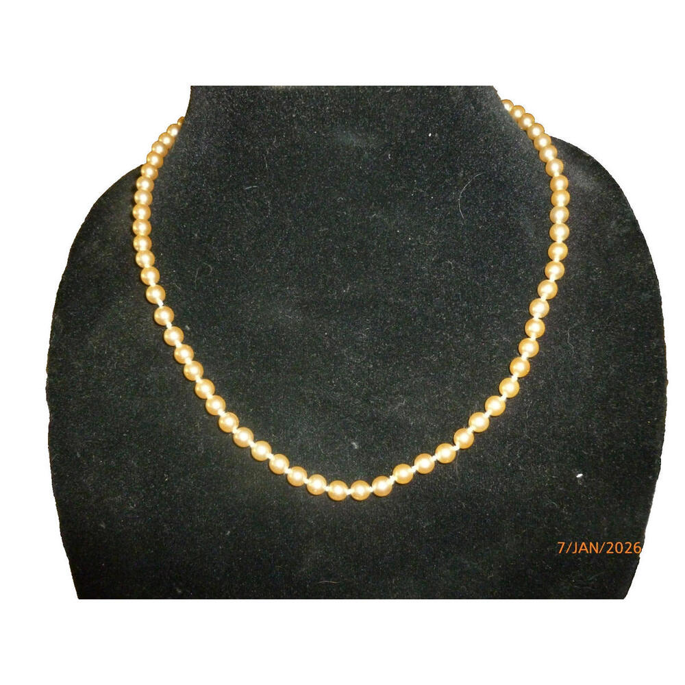 Vintage Faux Pearls Hand Knotted Necklace Classic 18"